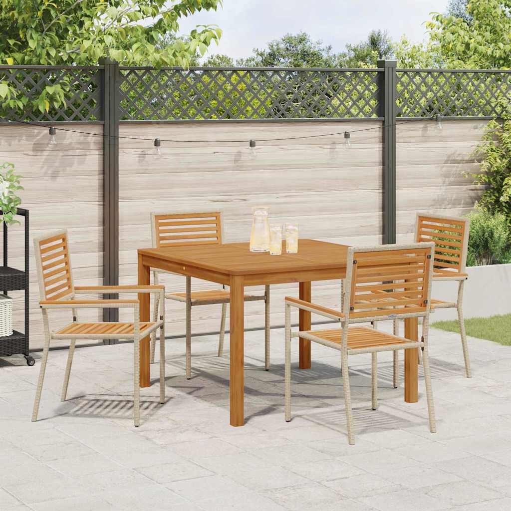 vidaXL Garden Dining Set 5 pcs Beige Solid Acacia Wood 4