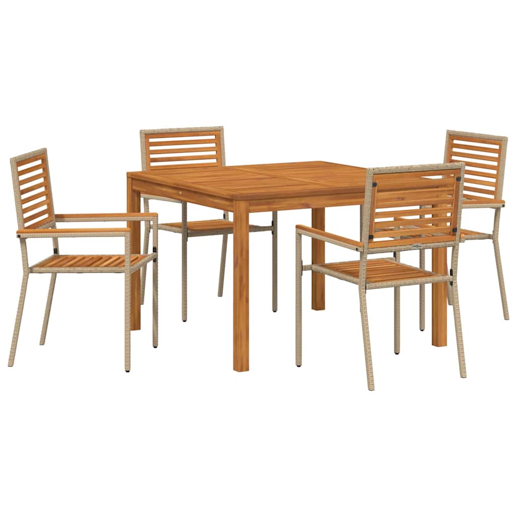 vidaXL Garden Dining Set 5 pcs Beige Solid Acacia Wood 2