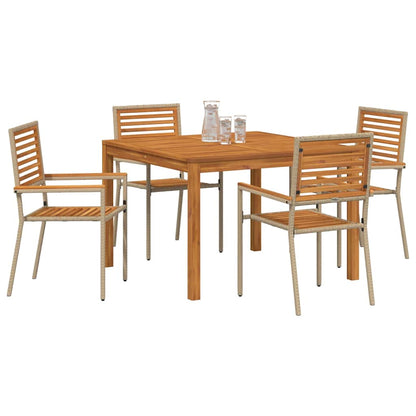 vidaXL Garden Dining Set 5 pcs Beige Solid Acacia Wood 3