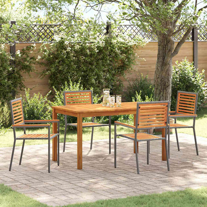 vidaXL Garden Dining Set 5 pcs Grey Solid Acacia Wood 1