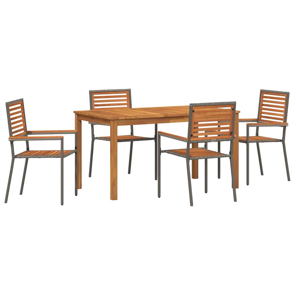 vidaXL Garden Dining Set 5 pcs Grey Solid Acacia Wood 2