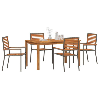 vidaXL Garden Dining Set 5 pcs Grey Solid Acacia Wood 3
