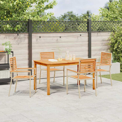 vidaXL Garden Dining Set 5 pcs Beige Solid Acacia Wood 4