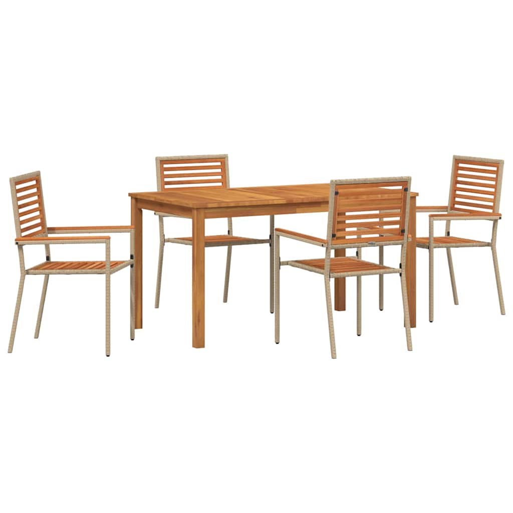 vidaXL Garden Dining Set 5 pcs Beige Solid Acacia Wood 2