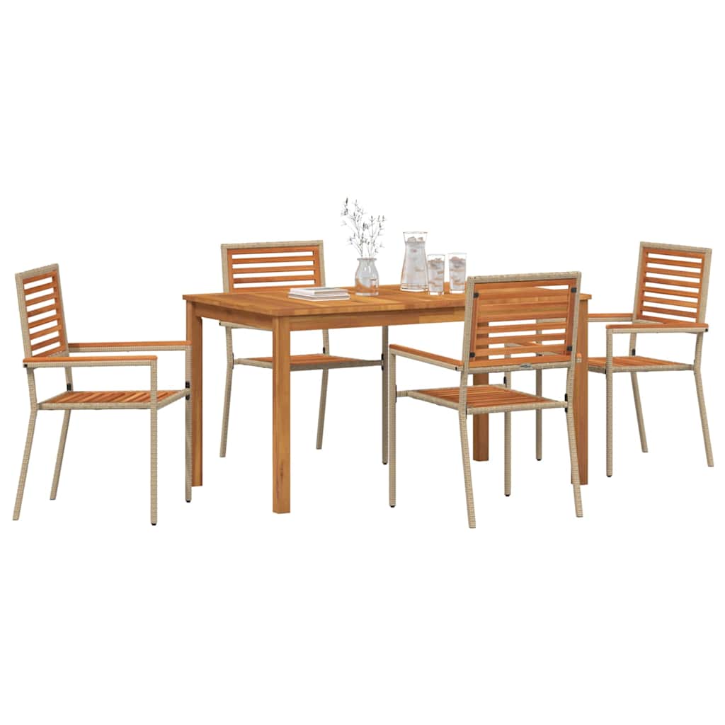 vidaXL Garden Dining Set 5 pcs Beige Solid Acacia Wood 3