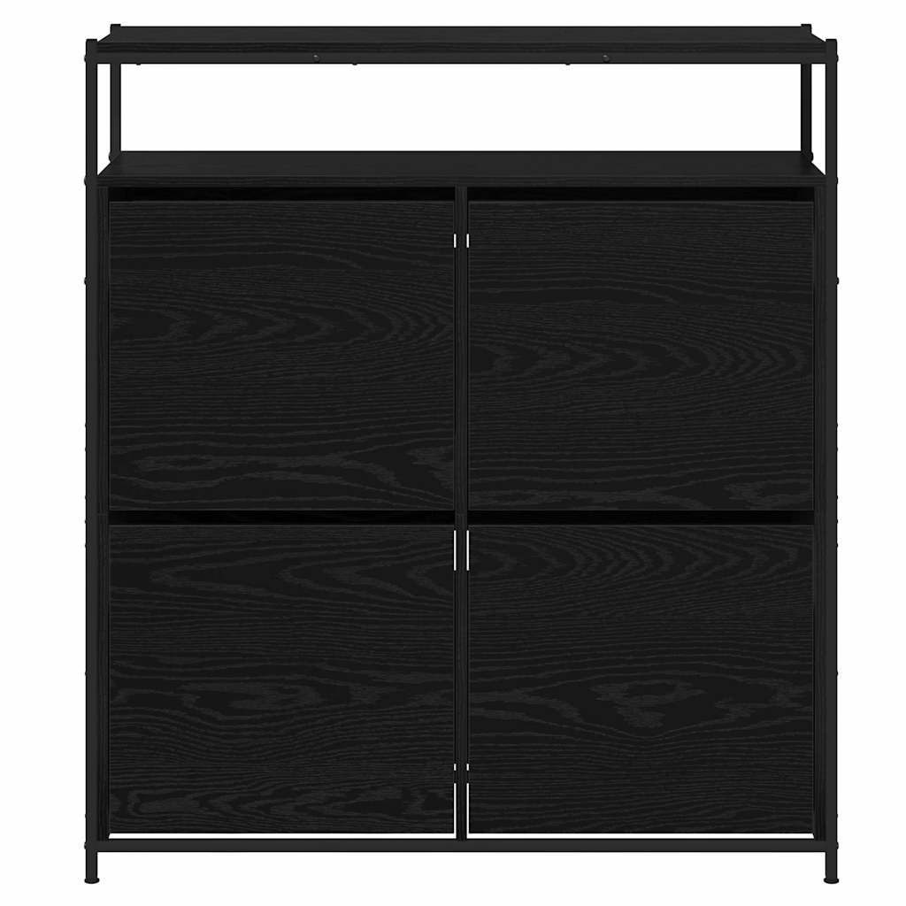 Shoe Cabinet with 4 Flip-Drawers 100x34x112 cm Black oak 100 cm
