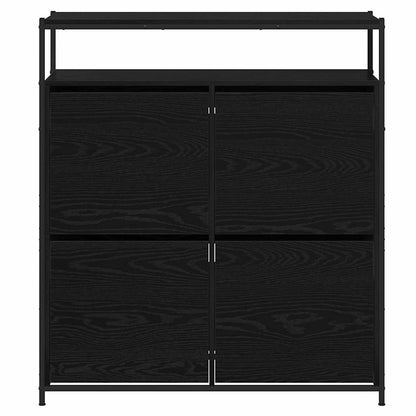 Shoe Cabinet with 4 Flip-Drawers 100x34x112 cm Black oak 100 cm