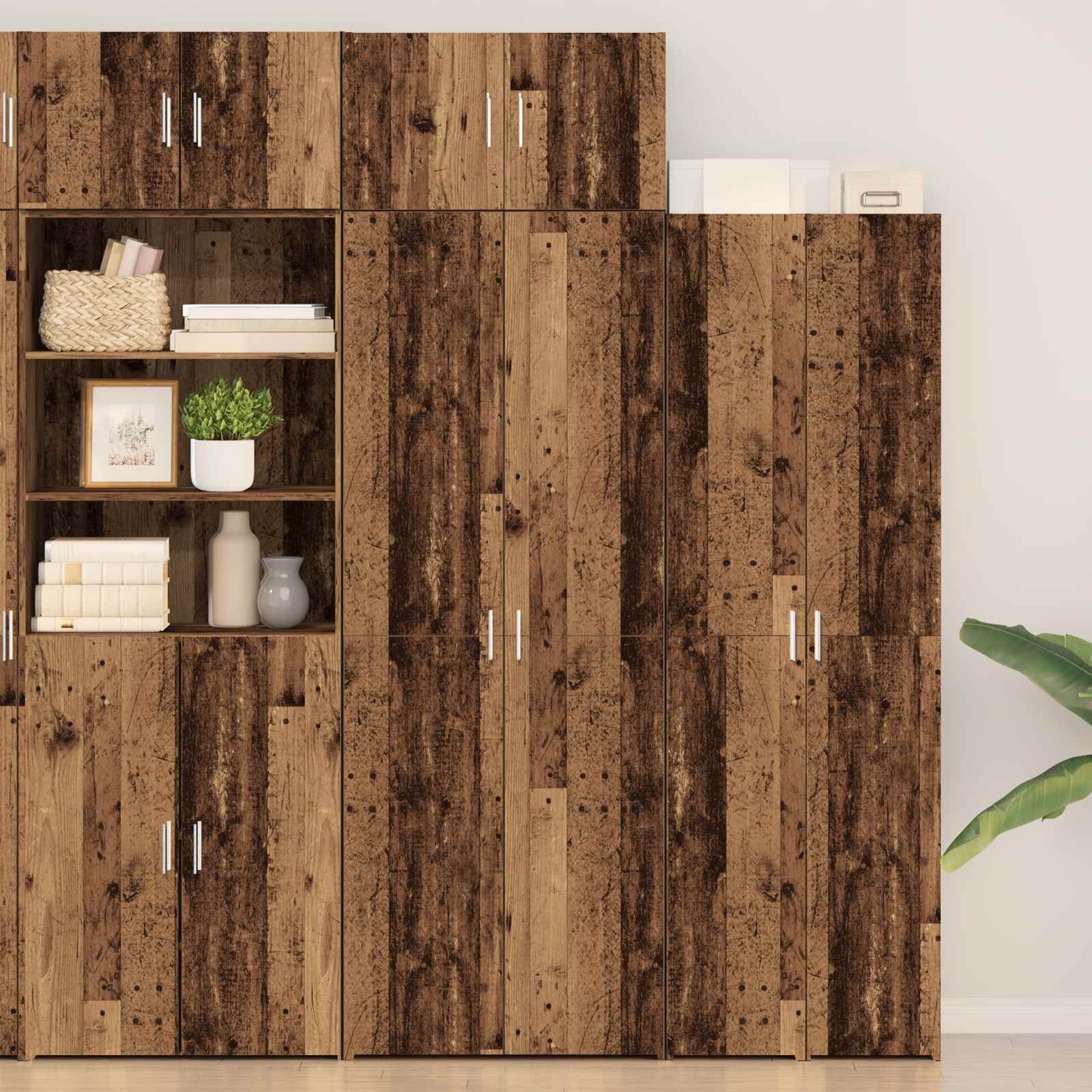 vidaXL Storage Cabinet 2 pcs Old Wood 70 x 42.5 x 225 cm 1