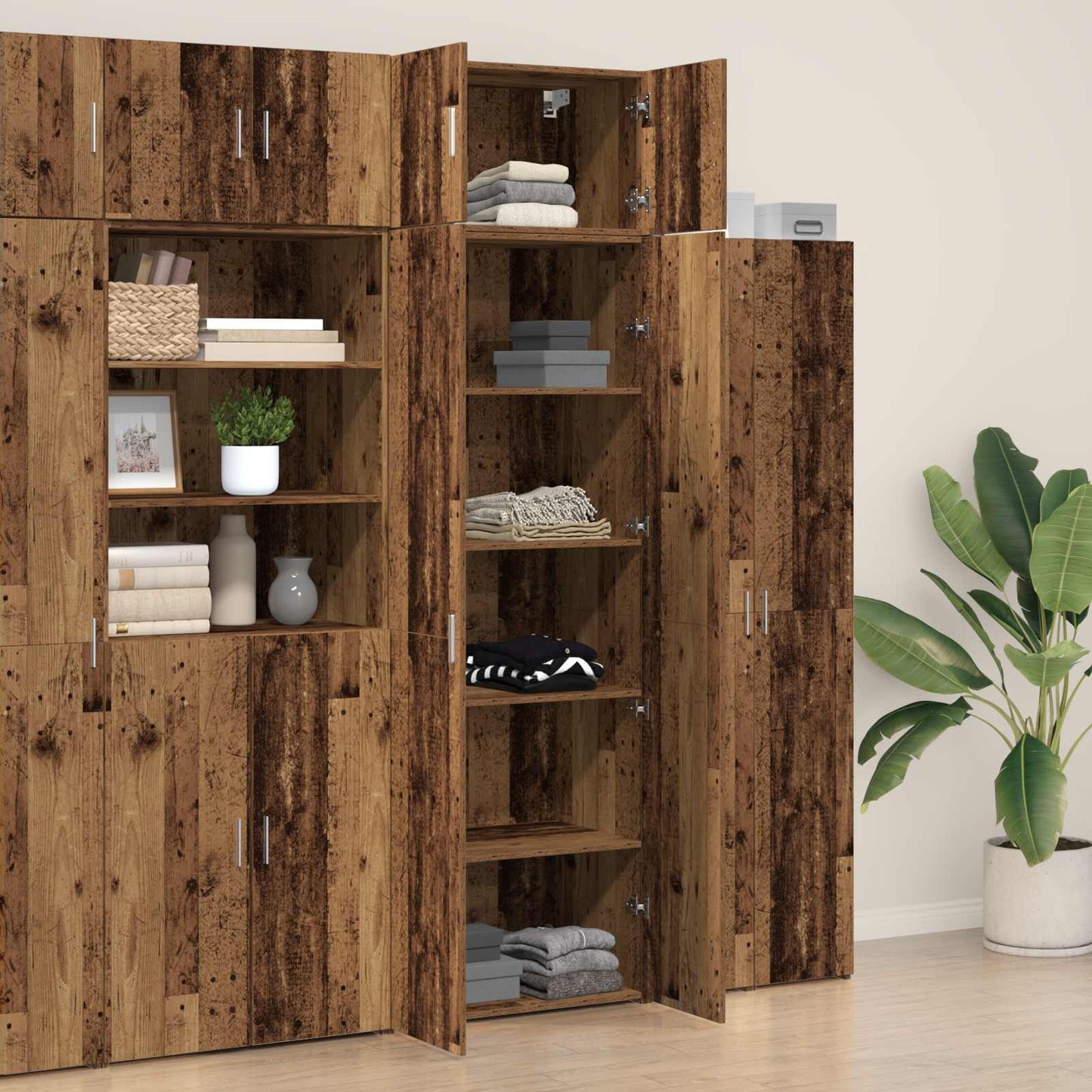 vidaXL Storage Cabinet 2 pcs Old Wood 70 x 42.5 x 225 cm 4