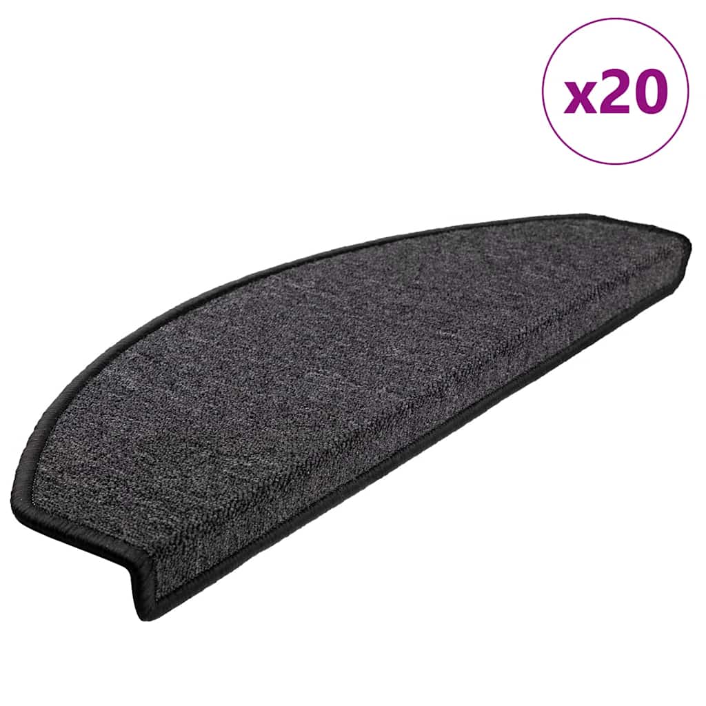 Stair Mats 65x24x4 cm Half Round Large 20 pcs Anthracite