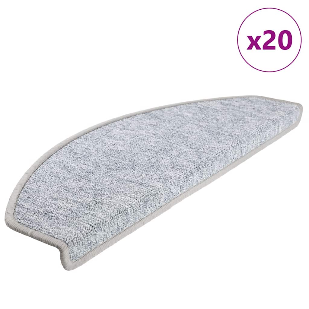 Stair Mats 65x24x4 cm Half Round Large 20 pcs Light grey