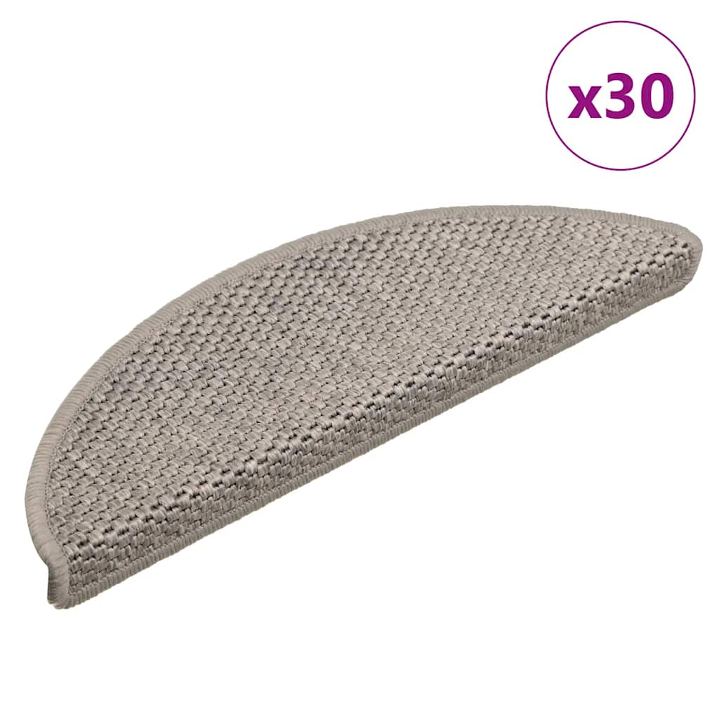 Stair Mats Self-adhesive Sisal-Look 56x17x3 cm 30 pcs Silver
