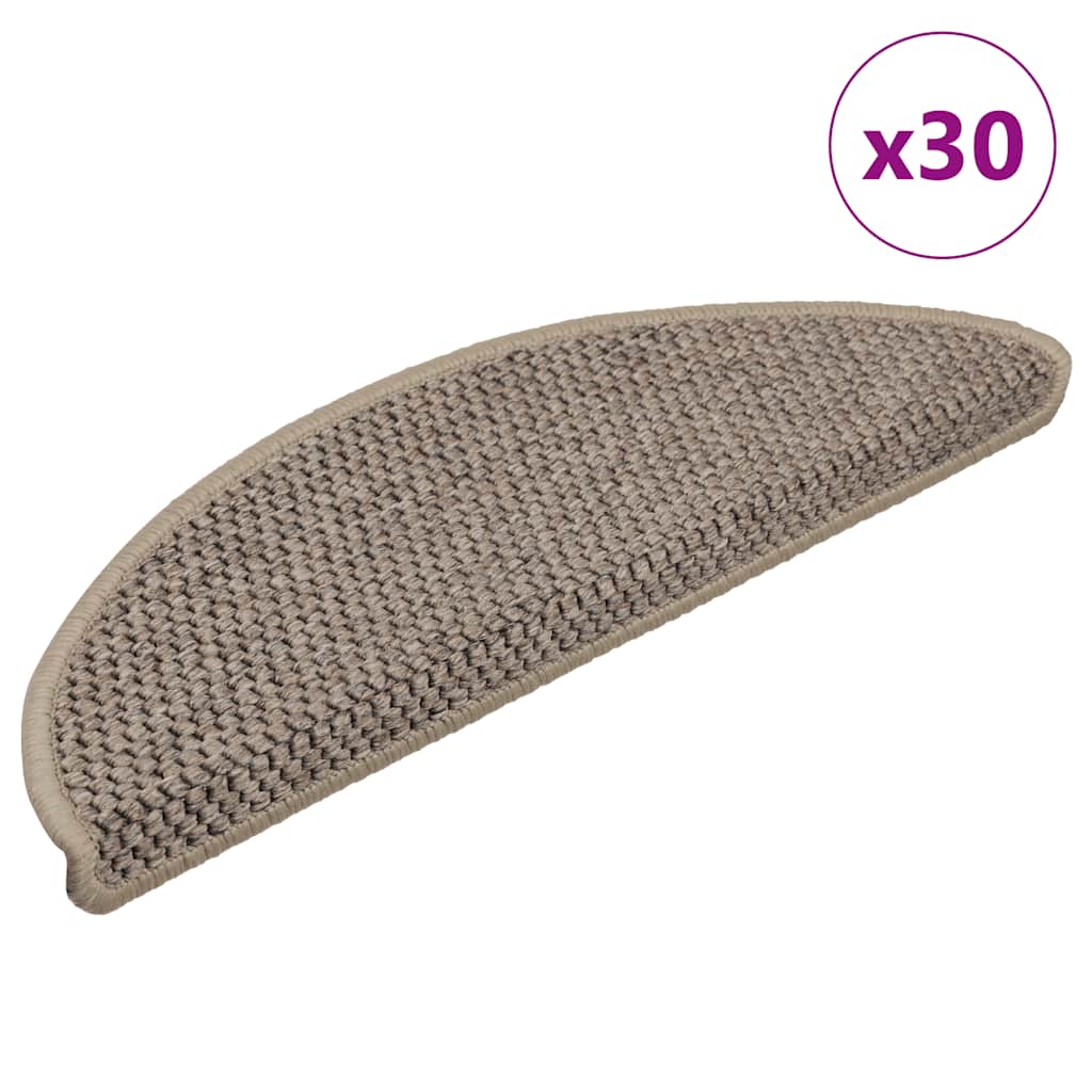 Stair Mats Self-adhesive Sisal-Look 56x17x3 cm 30 pcs Dark beige