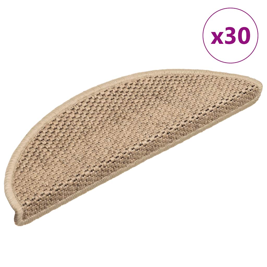 Stair Mats Self-adhesive Sisal-Look 56x17x3 cm 30 pcs Sand