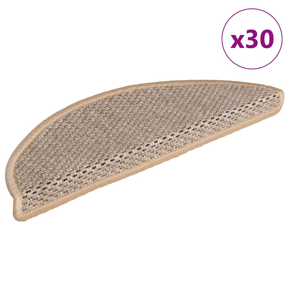 Stair Mats Self-adhesive Sisal-Look 56x17x3 cm 30 pcs Light beige