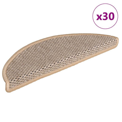 Stair Mats Self-adhesive Sisal-Look 56x17x3 cm 30 pcs Light beige