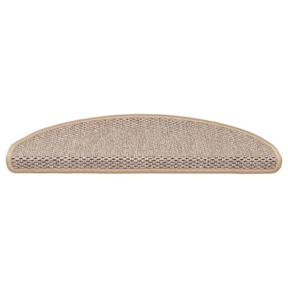 vidaXL Stair Mats Self-adhesive Sisal-Look 30pcs 65x21x4cm Light Beige 3