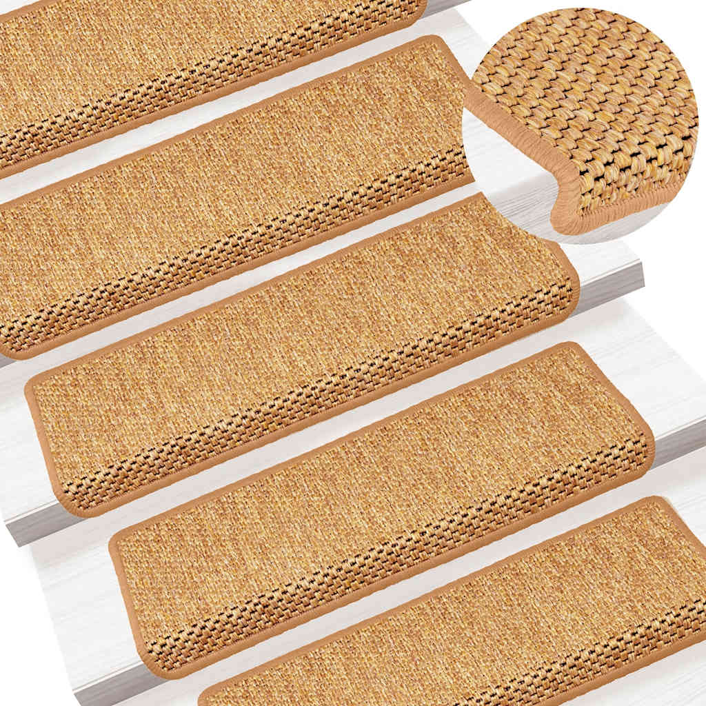vidaXL Stair Mats Self-adhesive Sisal-Look 30 pcs 65x21x4 cm Sisal 6