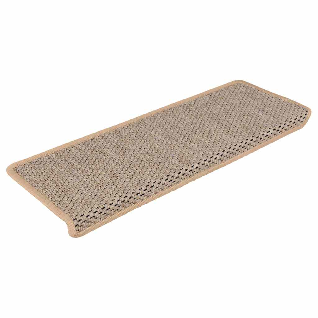 vidaXL Stair Mats Self-adhesive Sisal-Look 30pcs 65x21x4cm Light Beige 2