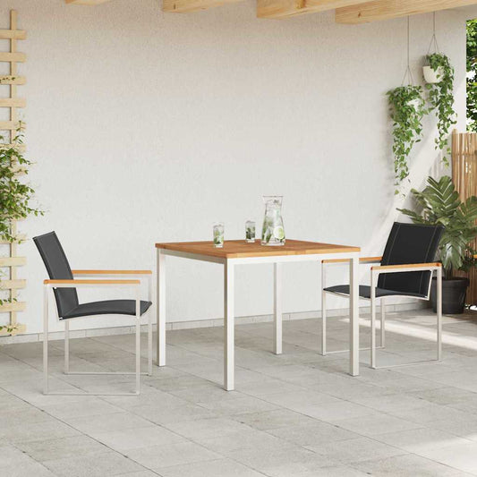 Garden Dining Set 5 pcs and Stainless Steel Solid acacia wood 2 90 cm