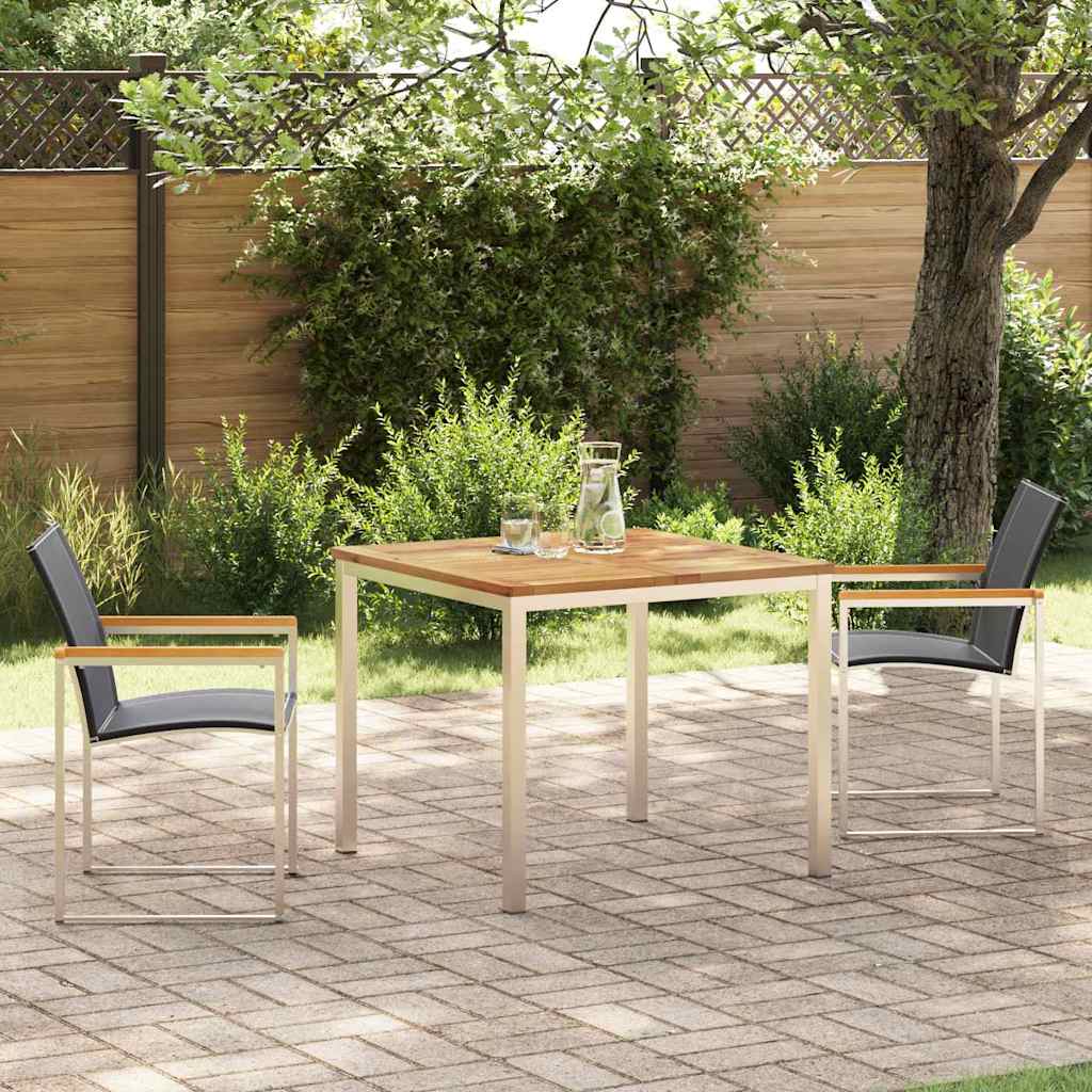 vidaXL Garden Dining Set 3 pcs Solid Acacia Wood and Stainless Steel 4