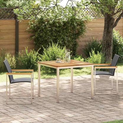 Garden Dining Set 5 pcs and Stainless Steel Solid acacia wood 2 90 cm