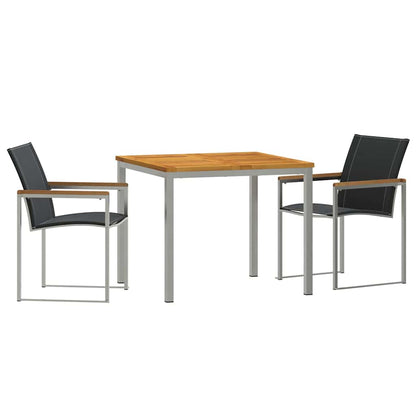 vidaXL Garden Dining Set 3 pcs Solid Acacia Wood and Stainless Steel 2