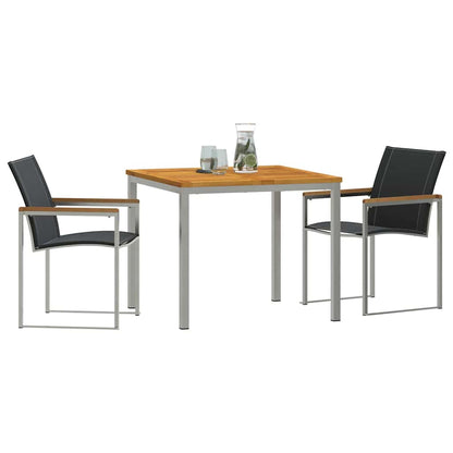 vidaXL Garden Dining Set 3 pcs Solid Acacia Wood and Stainless Steel 3