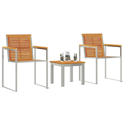 vidaXL Sun Lounger 3 pcs Solid Acacia Wood and Stainless Steel Brown 3