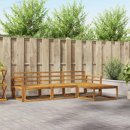 Outdoor Sofa Set 4 pcs Natural Solid Acacia Wood Curved