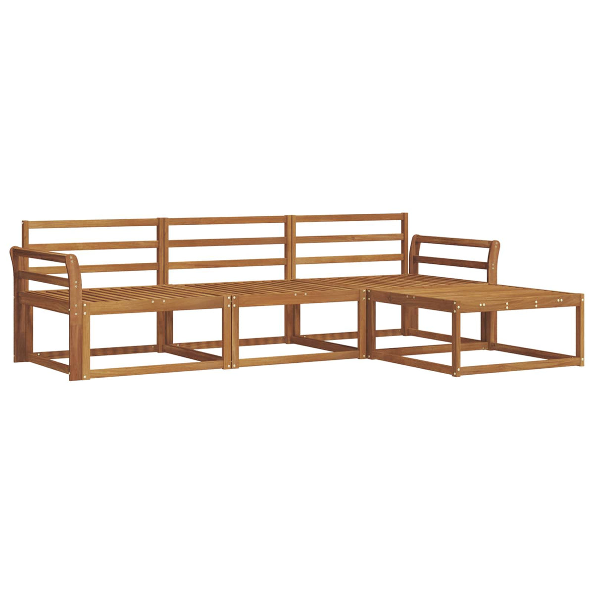 Outdoor Sofa Set 4 pcs Natural Solid Acacia Wood Curved
