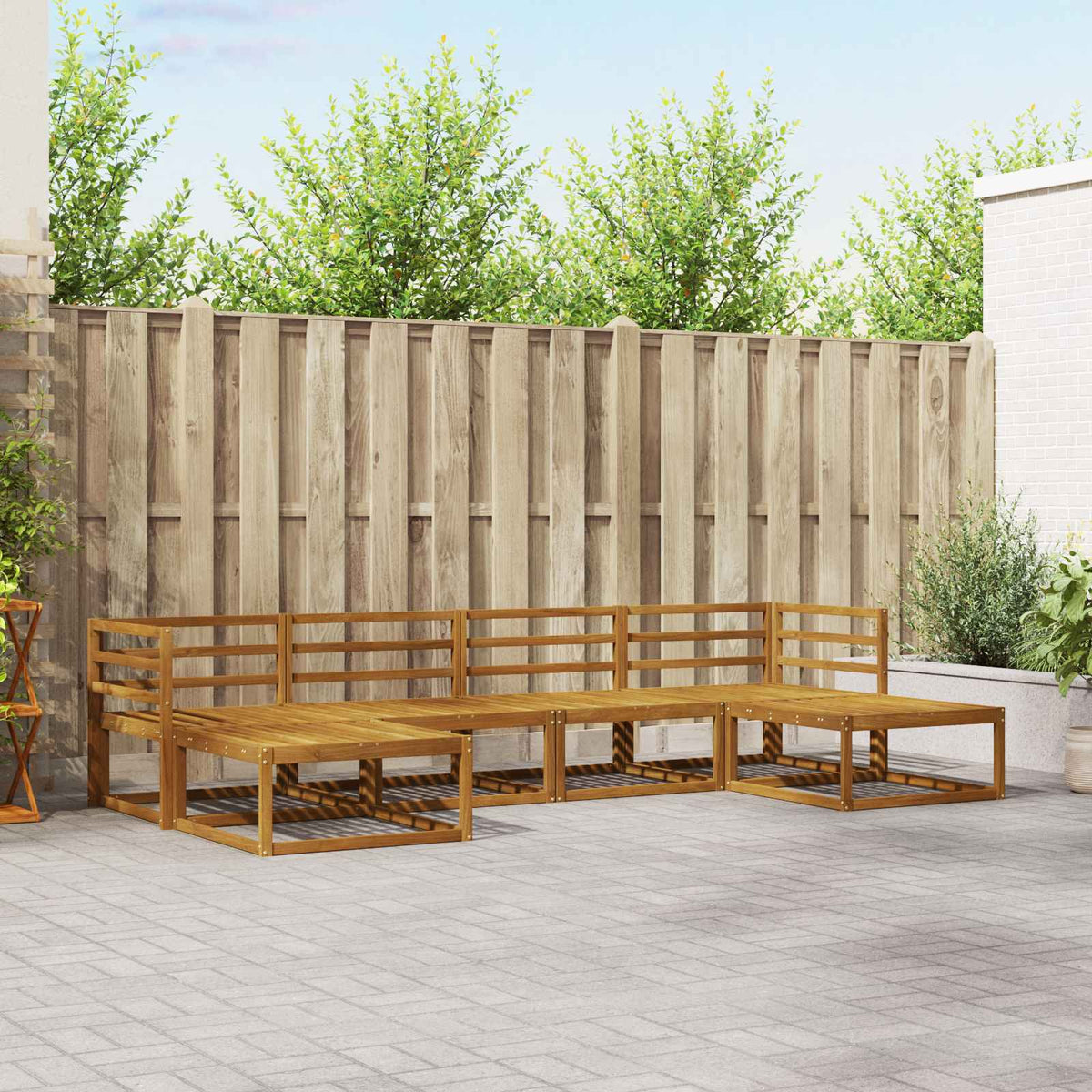 Outdoor Sofa Set 6 pcs Natural Solid Acacia Wood Horizontal slats