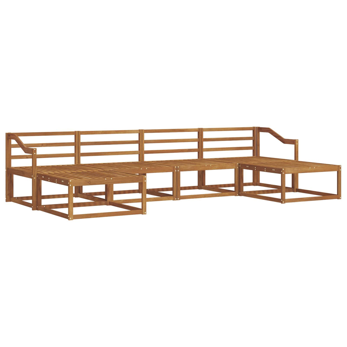 Outdoor Sofa Set 6 pcs Natural Solid Acacia Wood Sloped
