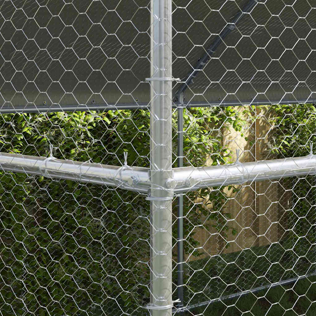vidaXL Chicken Cage with 2 Doors 2 pcs Silver 400x200x200cm 3