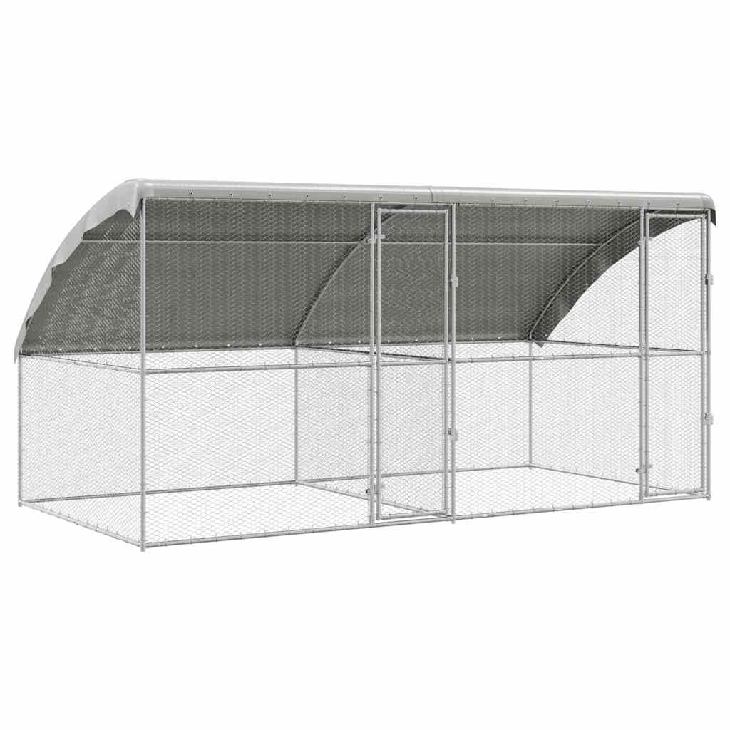 vidaXL Chicken Cage with 2 Doors 2 pcs Silver 400x200x200cm 2