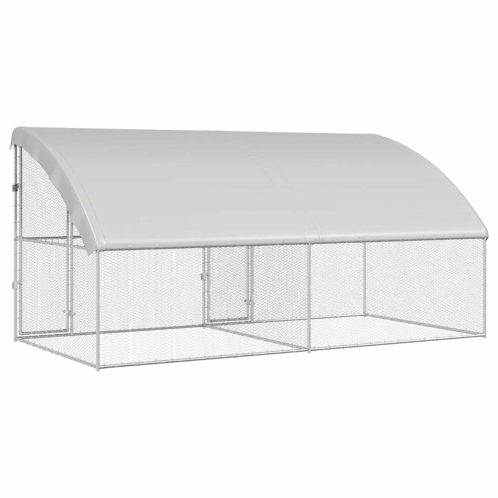 vidaXL Chicken Cage with 2 Doors 2 pcs Silver 400x200x200cm 6
