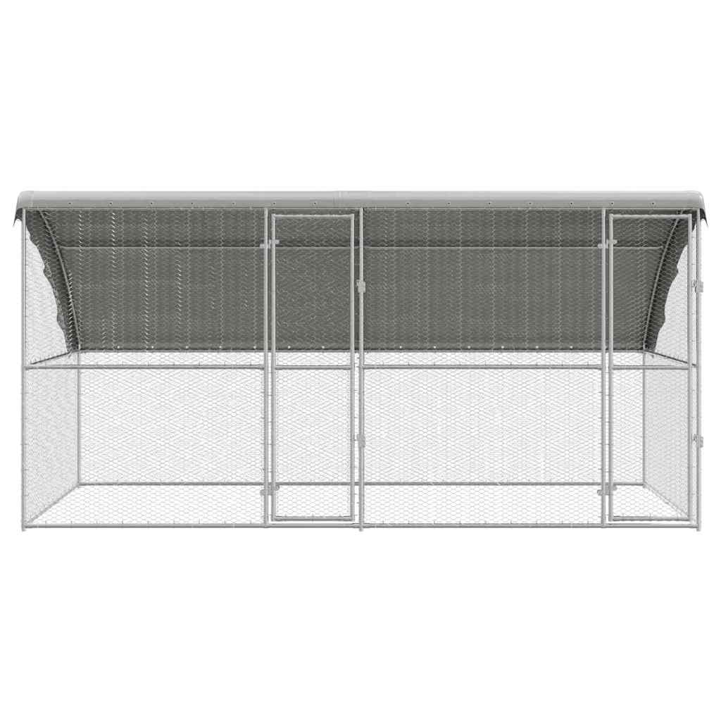 vidaXL Chicken Cage with 2 Doors 2 pcs Silver 400x200x200cm 4