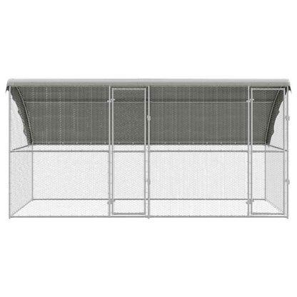 vidaXL Chicken Cage with 2 Doors 2 pcs Silver 400x200x200cm 4