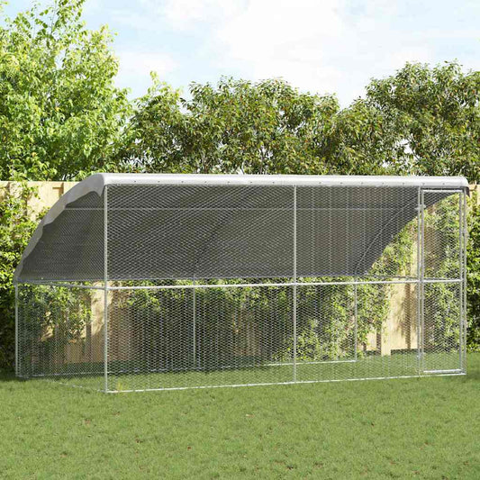 vidaXL Chicken Cage with 1 Door 2 pcs Silver 400x200x200cm 1