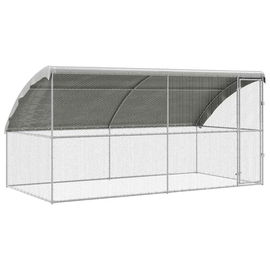 vidaXL Chicken Cage with 1 Door 2 pcs Silver 400x200x200cm 2