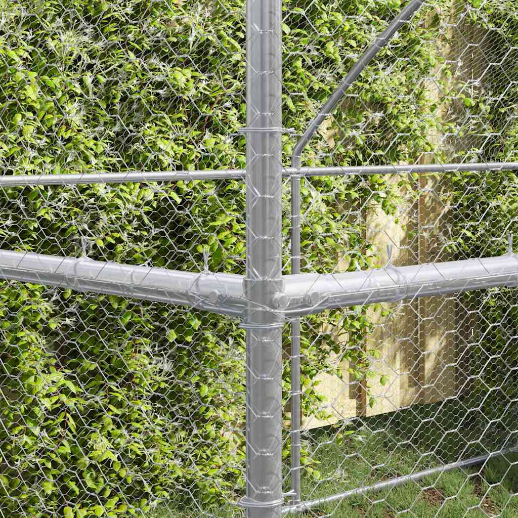 vidaXL Chicken Cage 2 pcs Silver 400 x 200 x 200 cm Steel and PE 3