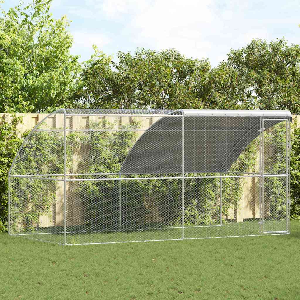vidaXL Chicken Cage 2 pcs Silver 400 x 200 x 200 cm Steel and PE 1