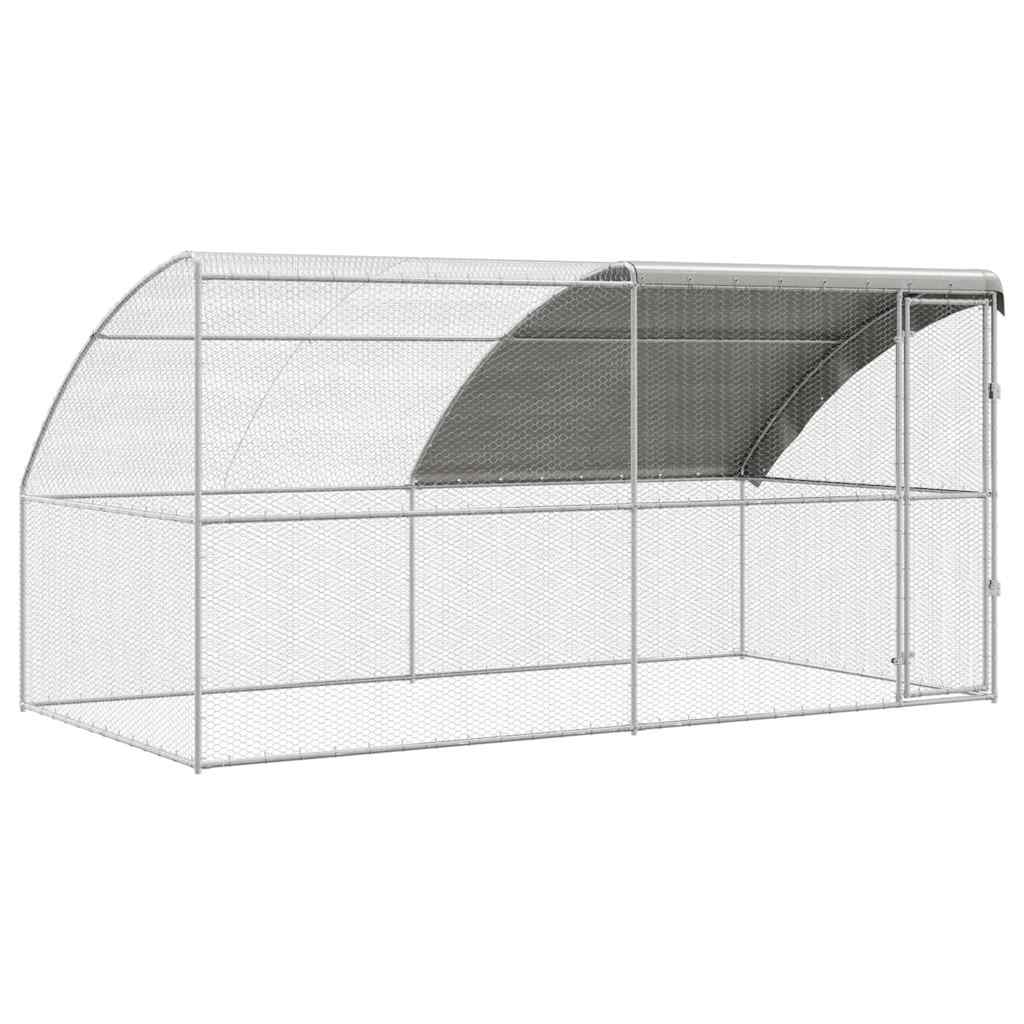 vidaXL Chicken Cage 2 pcs Silver 400 x 200 x 200 cm Steel and PE 2