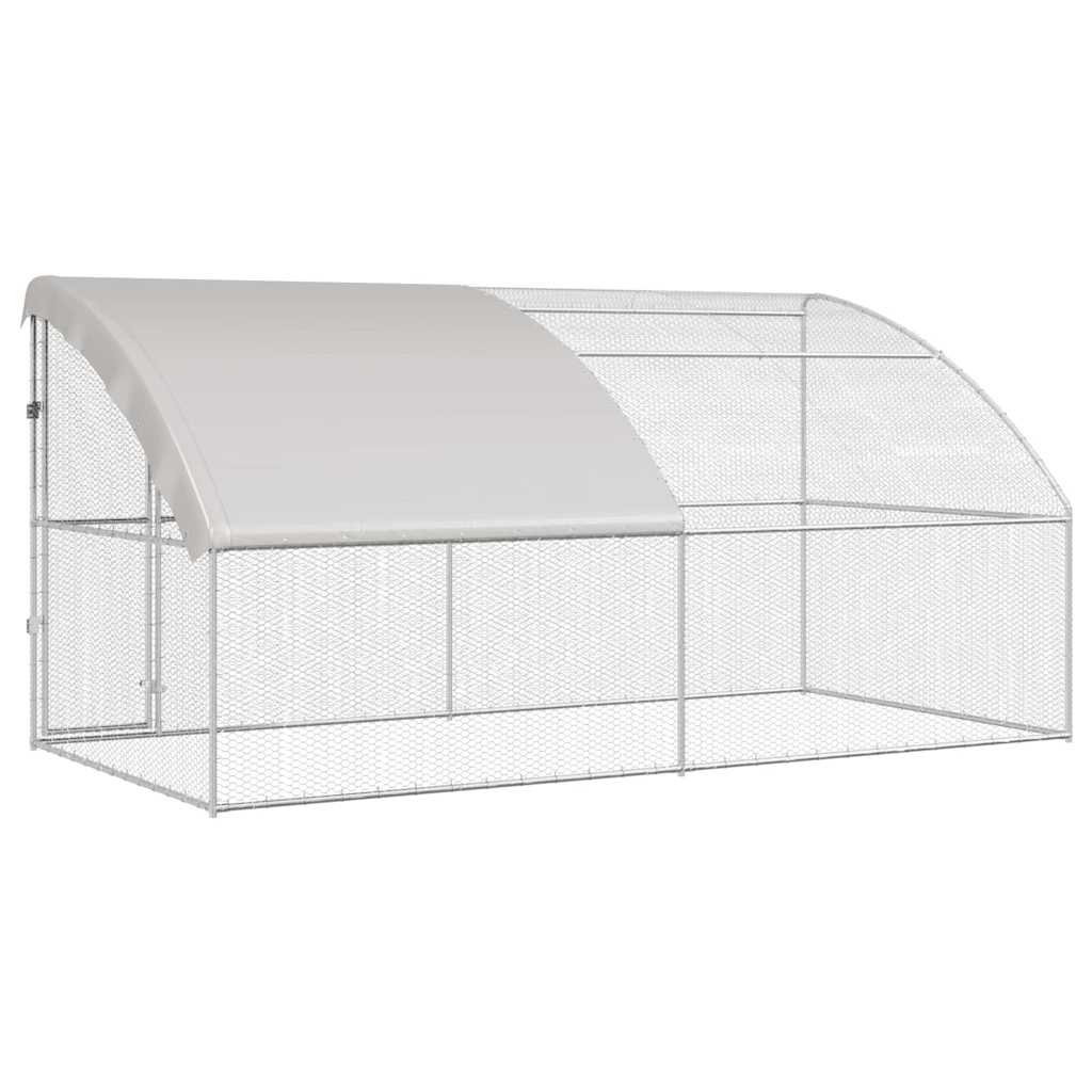 vidaXL Chicken Cage 2 pcs Silver 400 x 200 x 200 cm Steel and PE 6