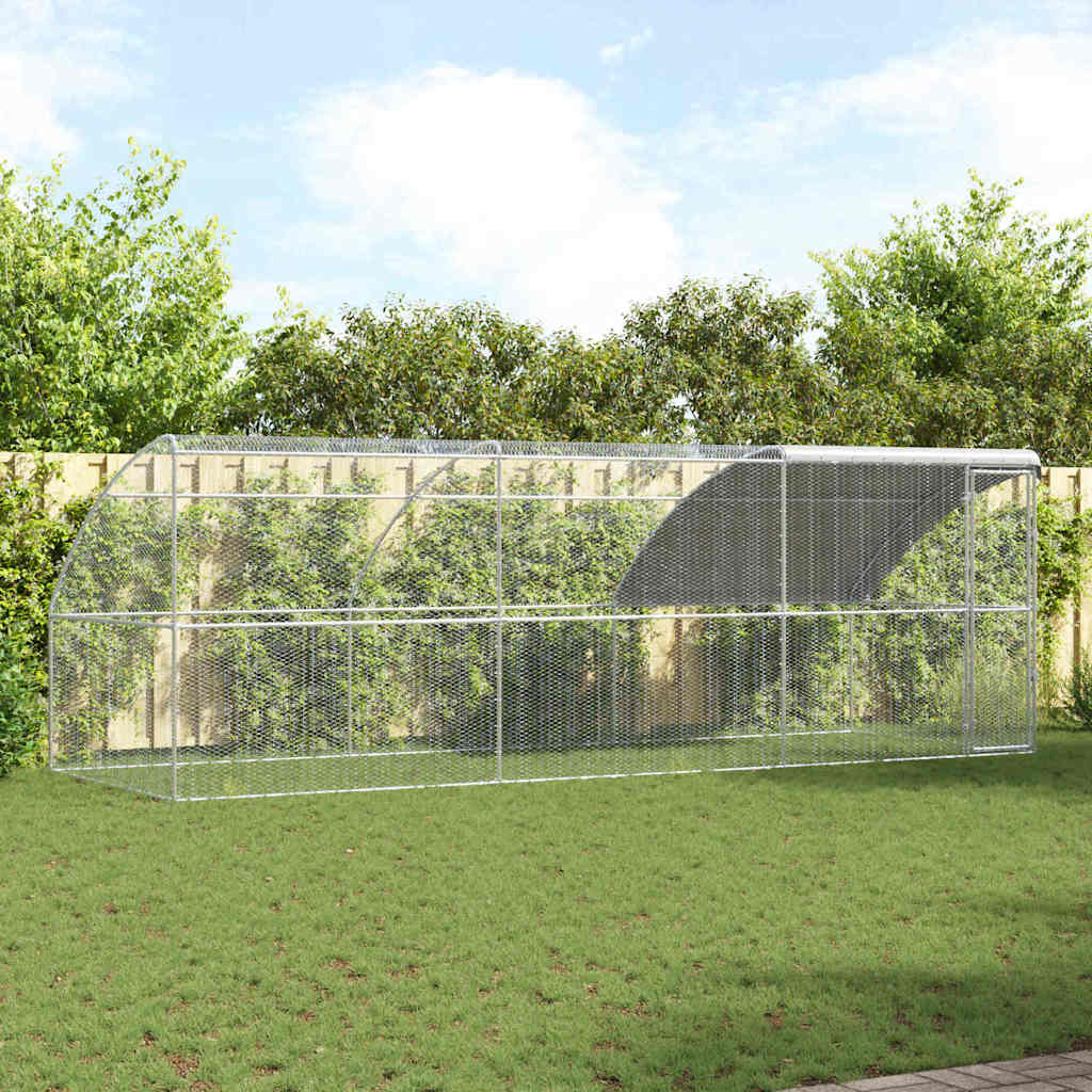 vidaXL Chicken Cage with 1 Door 3 pcs Silver 600x200x200cm 1