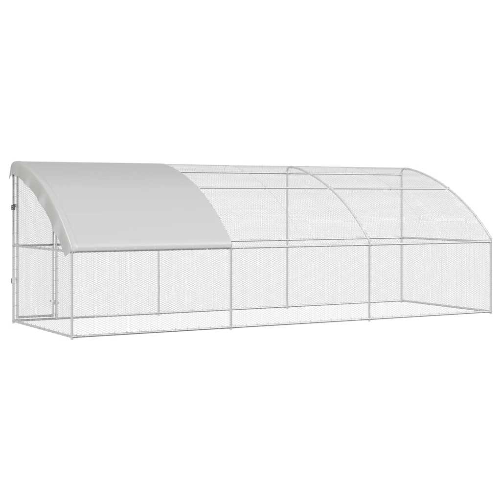 vidaXL Chicken Cage with 1 Door 3 pcs Silver 600x200x200cm 6