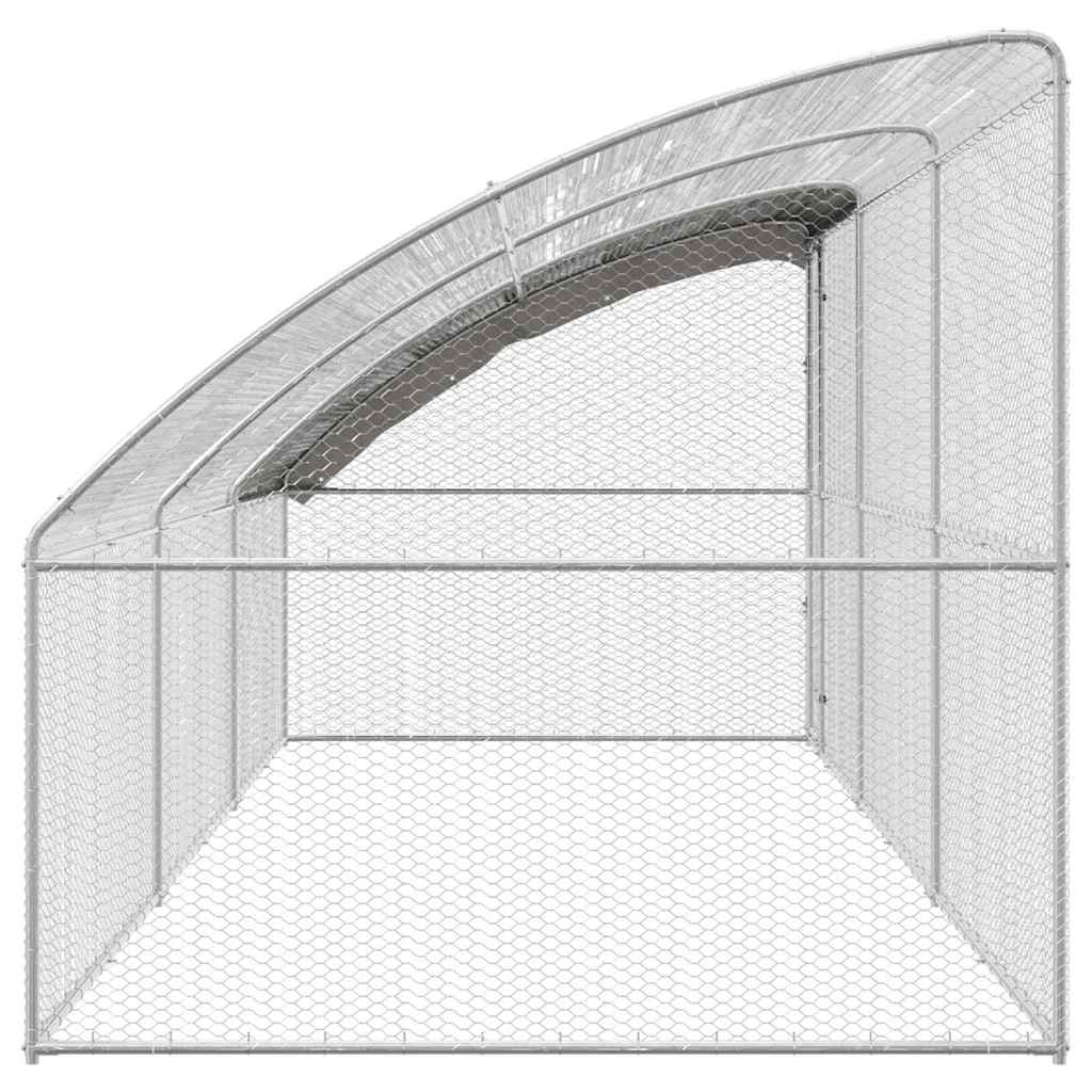 vidaXL Chicken Cage with 1 Door 3 pcs Silver 600x200x200cm 5