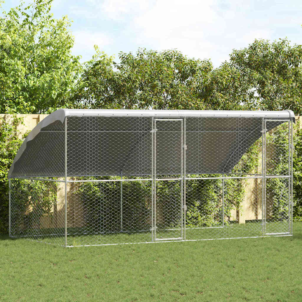 vidaXL Dog Kennel 2 pcs Silver 4 x 2 x 2 m Galvanised steel 1