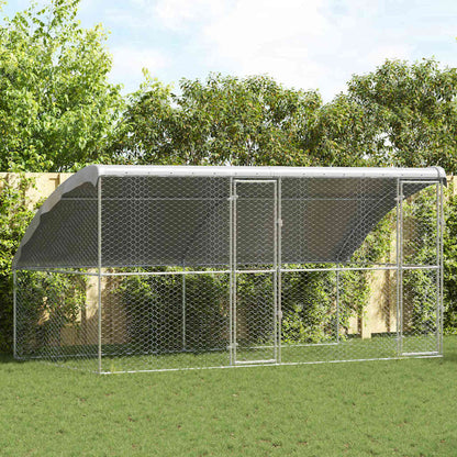 vidaXL Dog Kennel 2 pcs Silver 4 x 2 x 2 m Galvanised steel 1