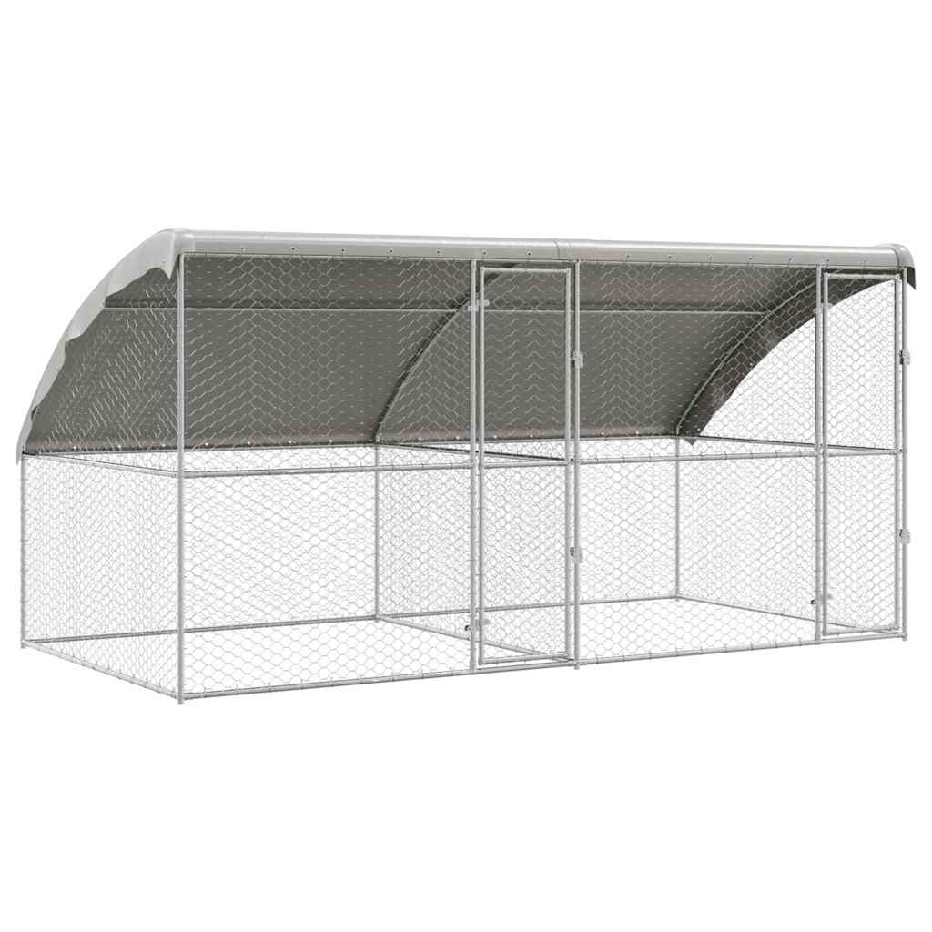vidaXL Dog Kennel 2 pcs Silver 4 x 2 x 2 m Galvanised steel 2